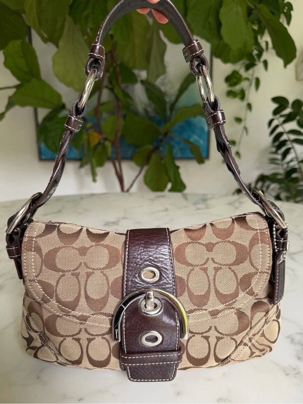 Coach Vintage Y2K Soho Signature Small Braided Strap Shoulder Bag 6171 Khaki